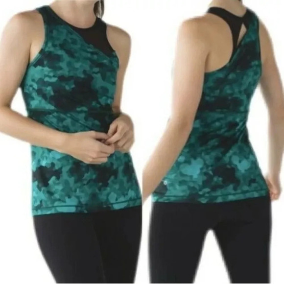 Lululemon Emerald Meshed Up 2-in-1 Tank Top - Size 4 - Picture 6 of 8